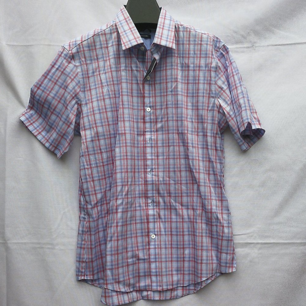 (NWT)ZACHARY PRELL Stretch Fabric Short Sleeve Shirt Men Size: M/Ice Blue